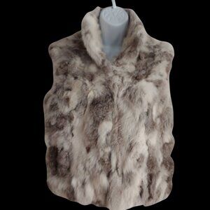 Adrienne Landau Fur Vest in Brown and Cream